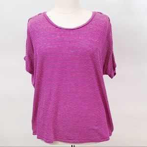 Lauren Pink/White Striped Top 2X